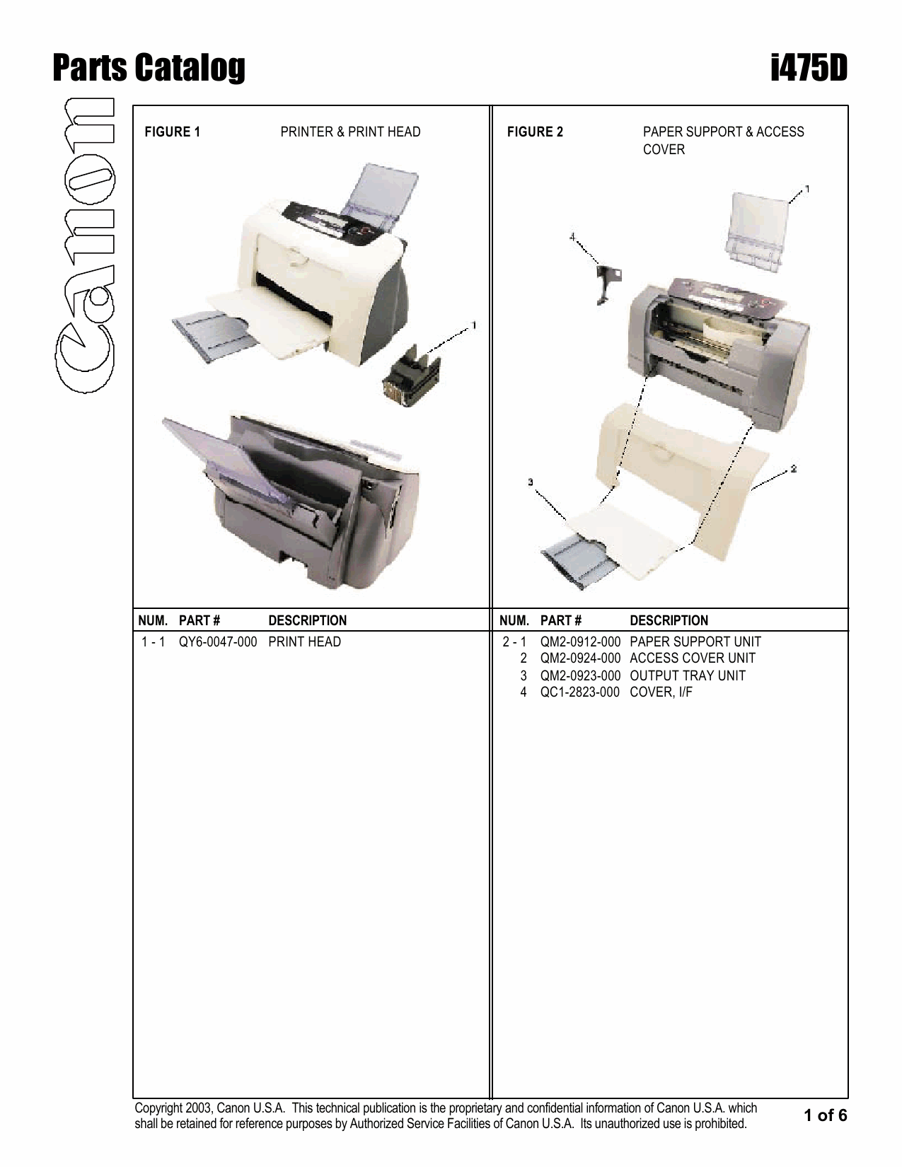 Canon PIXUS i475D Parts Catalog Manual-2